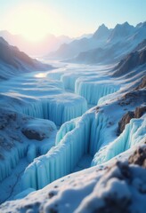 Frozen Accumulation Zone of Substantial Glacial Snow Highlights Upper Region's Immutable Beauty