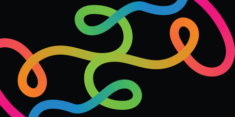 Abstract Party with Gradient. Vector 3D Curve Rainbow Ribbons Background, Rainbow Color line Ribbons shape background, colorful gradient line pattern background.