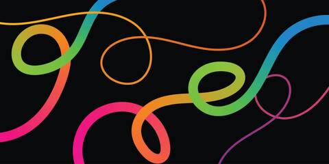 Abstract Party with Gradient. Vector 3D Curve Rainbow Ribbons Background, Rainbow Color line Ribbons shape background, colorful gradient line pattern background.