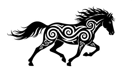 Obraz premium Majestic Chinese Zodiac Tribal Horse Silhouette Vector