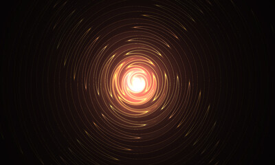 Abstract Glowing Spiral Light Vortex with Golden Energy Waves on Dark Background