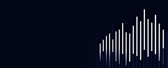 Abstract dark background with white and blue vertical bars representing sound waves