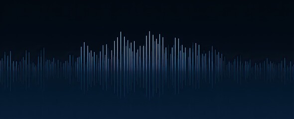 Abstract blue vertical lines pulse rhythmically against a dark background