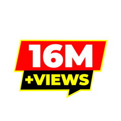 Fototapeta premium 16M audience excellence emblem, creator reach badge, online analytics icon, viral popularity label, media audience png, digital growth symbol