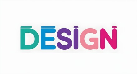 Colorful and creative design text in a vibrant modern typography style on white