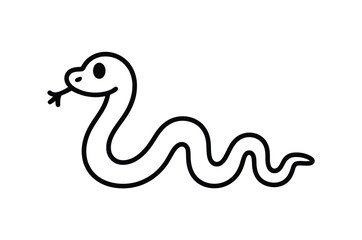 Fototapeta premium A simple cartoon snake with a smile and a twig in its mouth
