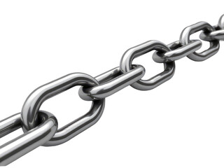 Obraz premium A metal chain stretched across a clean white surface, perfect for highlighting textures and patterns