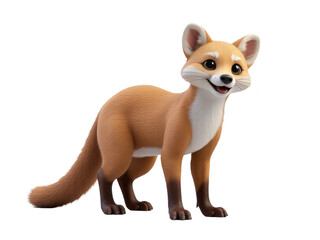 Obraz premium A small toy fox figurine sitting on a white background, ideal for use in illustrations, designs or as a prop in photography
