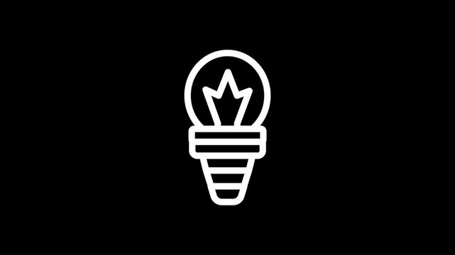 Liner energy saving light bulb icon animation. 4k stock video
