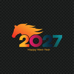 Happy New Year 2027 Creative Horse Head Logo Vector Illustration