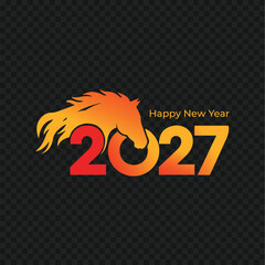 Happy New Year 2027 Creative Horse Head Logo Vector Illustration