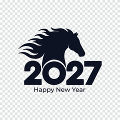 Happy New Year 2027 Creative Horse Head Logo Vector Illustration