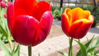 red and yellow tulips