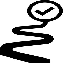 Path to Success: a winding road to a point marked with a checkmark, symbolizes a journey's completion. The simplicity of the graphic emphasizes the clear path