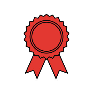 Red seal ribbon award isolated on white background, Vector, illustration