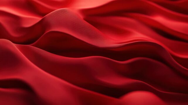 Abstract, flowing image of vibrant red fabric, rendered with soft lighting, creates a visually smooth texture