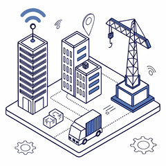 Obraz premium Abstract Smart Construction Technology Concept - Vector