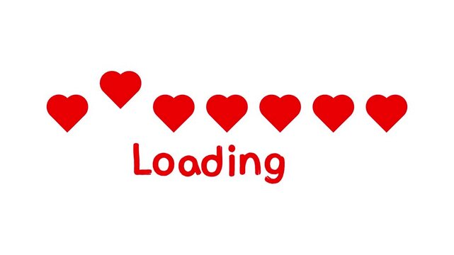 Heart loading progress bar animation on white background. Animated Looping 4K