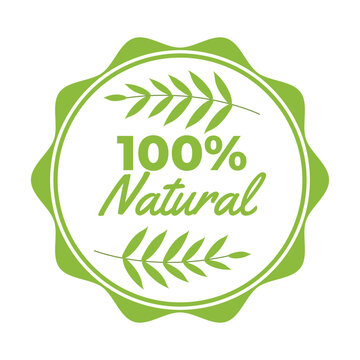 100 percent natural icon design for product label design