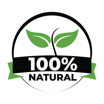 100 percent natural icon design for product label design