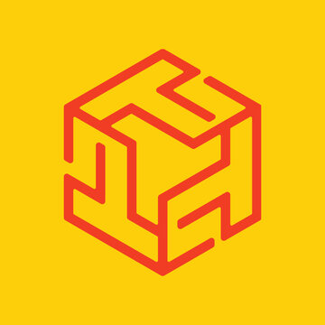 Abstract T letter 3D look modern grid logo design for brand