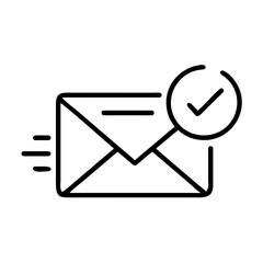 Mail with Check Mark Icon &mdash; Delivered Email, Approved Message and Confirmation Symbol