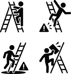 Icons depicting ladder safety and the risks of falling © Tusher