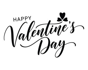 A lovely handwritten black happy valentine's day greeting with heart accents