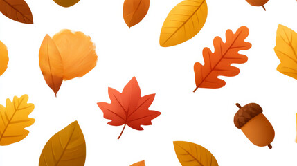 Obraz premium Vibrant autumn leaves and foliage on white background for seasonal design