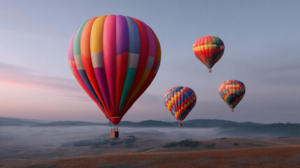 Obraz premium Hot air balloon over blue sky.