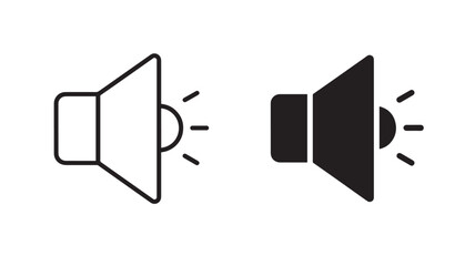 Speaker icons in outline and filled styles on transparent background silhouette