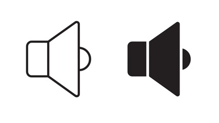 Two speaker icons one outlined and one filled on transparent background silhouette