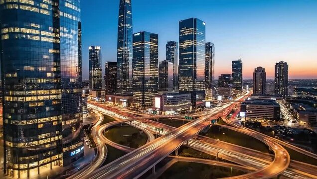 modern timelapse cityscape at night