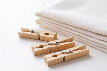  Wooden Clothespins And Linen