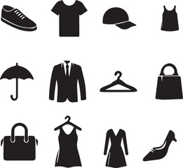 Collection of various clothing and accessories icons vector.
