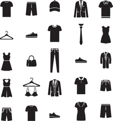 Collection of various clothing and accessories icons vector.
