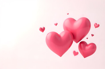 Valentine's Day poster design with pink theme. A banner for Valentine's Day. Space for the text. Romantic background. Valentine's Day background with red and pink heart. Selective focus