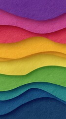 Vibrant layers of colorful textured paper in rainbow arrangement