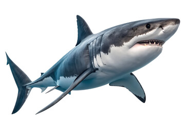 Obraz premium Great white shark swimming, isolated on transparent background