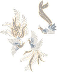 Obraz premium Traditional Batik Phoenix Bird Elements