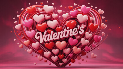 Valentine&rsquo;s Day bold 3D greeting with bursting heart shapes