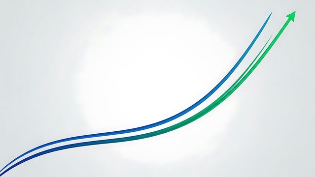 Green and blue business growth arrows showing upward trend and financial success - Powered by Adobe