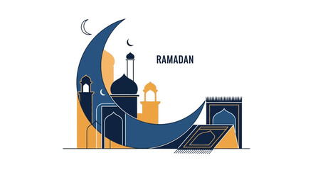 Ramadan Crescent Moon Islamic Illustration. © Fauzi