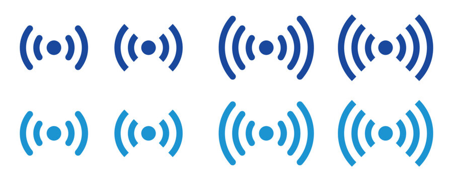 Blue Wi- Fi Signal Icons wifi wireless isolated on transparent background