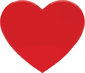 A vibrant red heart symbolizing love and affection, viewed from the front, as a graphic representation of emotions.