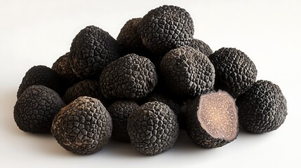 A pile of black truffles