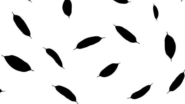 Simple oval leaves falling silhouette vector pattern
