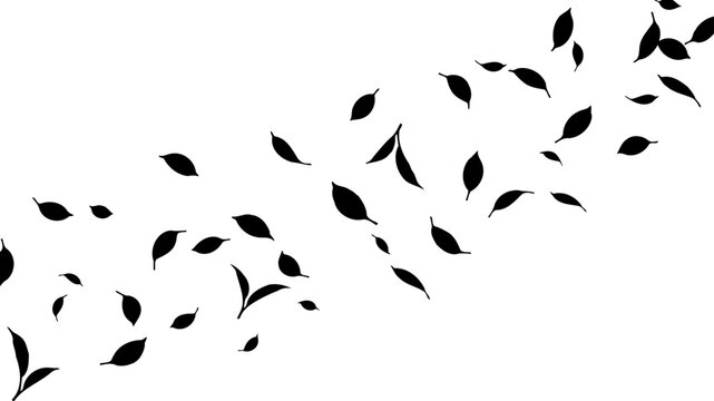 Simple leaf silhouettes drifting in a breeze vector