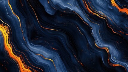 Abstract swirling pattern of dark blue, navy, and orange