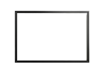 Empty Black Picture Frame on White Wall